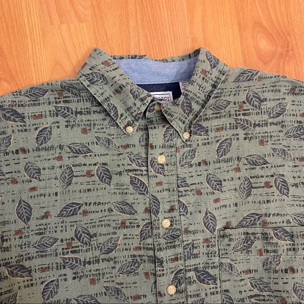 Bugle Boy All Over Leaf Foliage Print Vintage Button Up Shirt Men’s Medium
